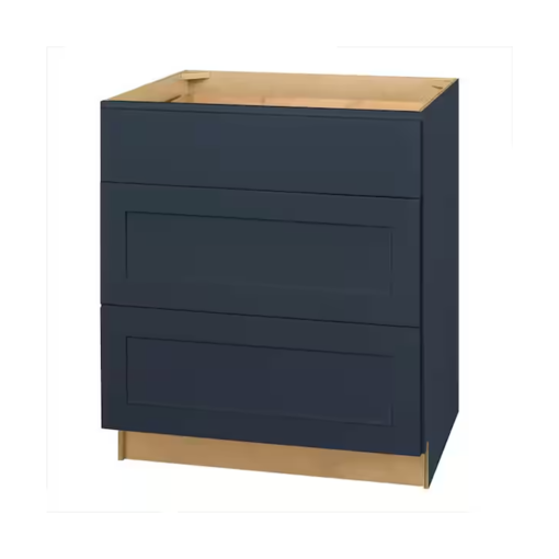 Blue Shaker 3-Drawer Base Cabinet 36W