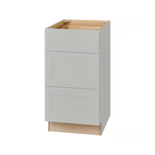 Gray Shaker 3DB 18 Dove Grey Shaker 3-Drawer Base Cabinet 18W