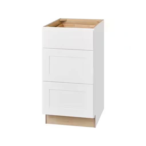 White Shaker 3-Drawer Base Cabinet 15W