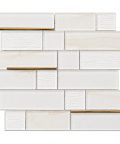 white-gold-linear-glass-mosaic White & Gold Linear Glass Mosaic Backsplash