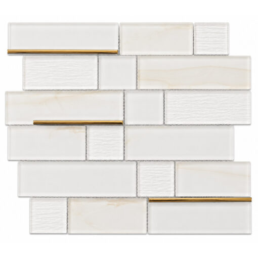 white-gold-linear-glass-mosaic White & Gold Linear Glass Mosaic Backsplash