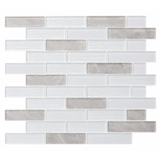 white-grey-brick-glass-mosaic White & Grey Brick Glass Mosaic Backsplash