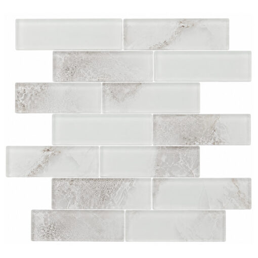 white-grey-linear-glass-mosaic White & Grey Linear Glass Mosaic Backsplash