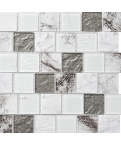 white-grey-marble-brick-mosaic White & Grey Marble Brick Mosaic Backsplash