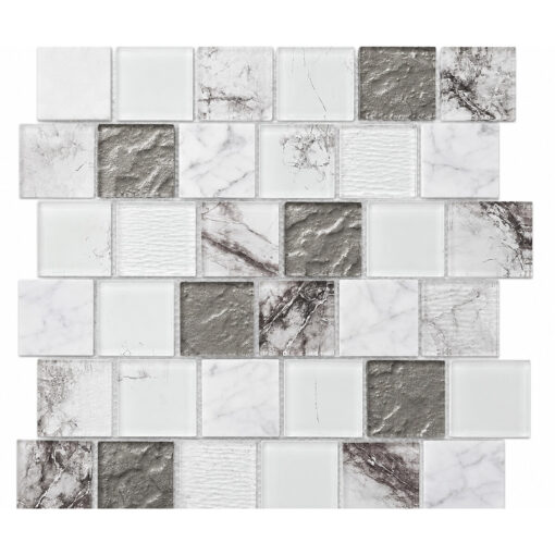 white-grey-marble-brick-mosaic White & Grey Marble Brick Mosaic Backsplash